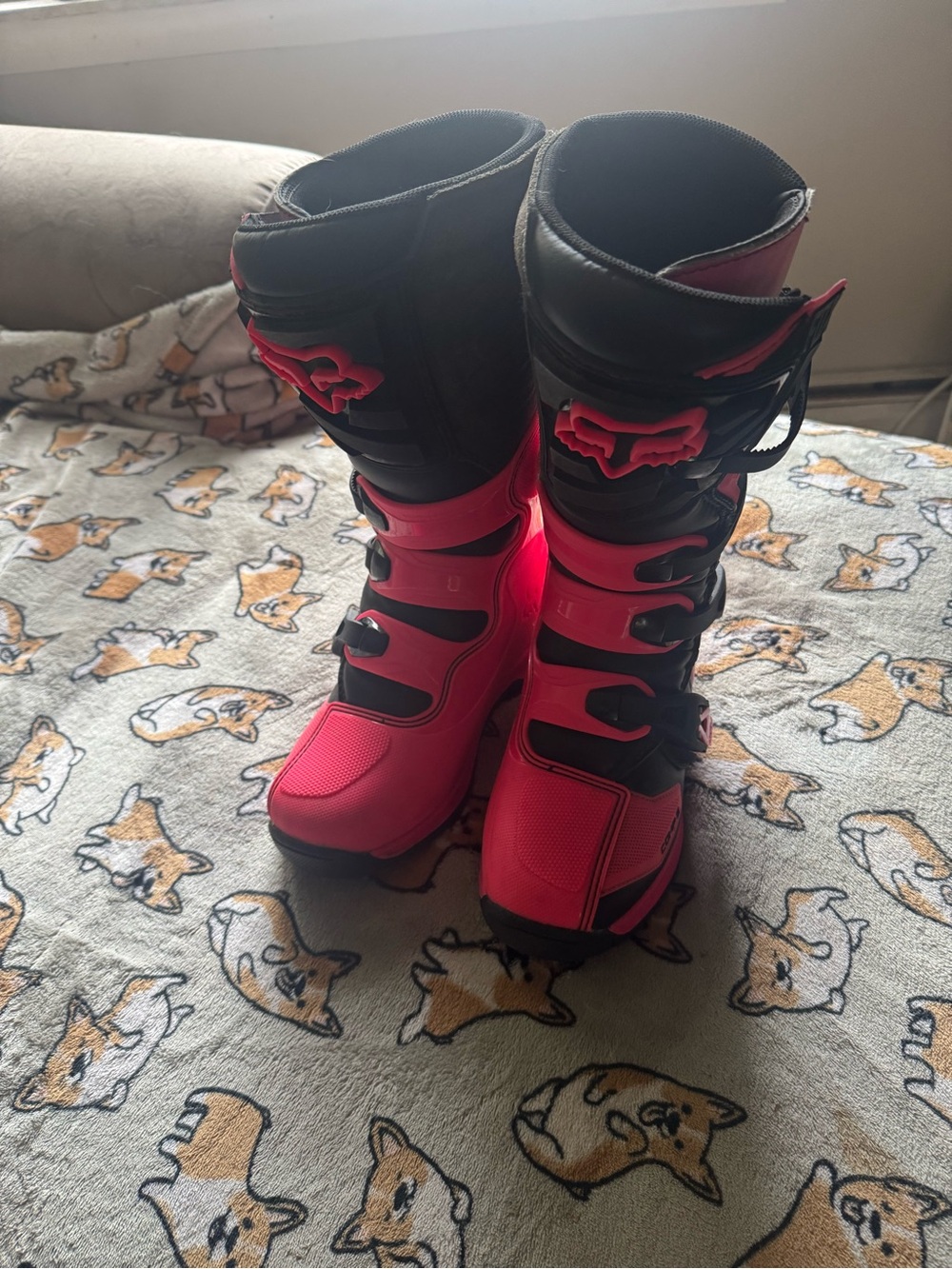 Fox Youth MX Boots in Hot Pink and Black